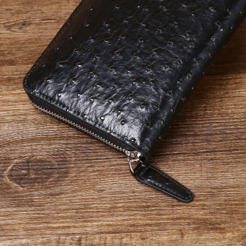 New Ostrich Pattern Men's Handbag Long Fashion Suit Clip Wallet Multi Functional Storage Bag Trendy