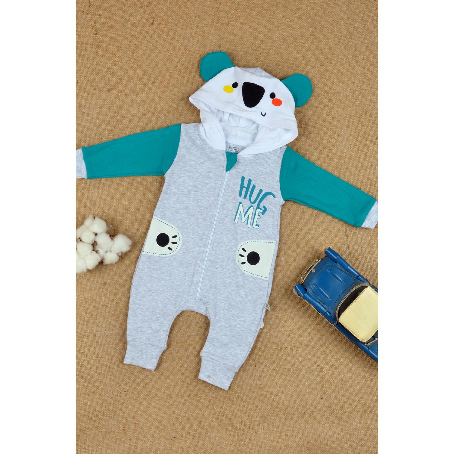 

100 % хлопок, тематика панды, детализированные уши и лапы, с капюшоном, комбинезон без пинеток, 3–12 месяцев