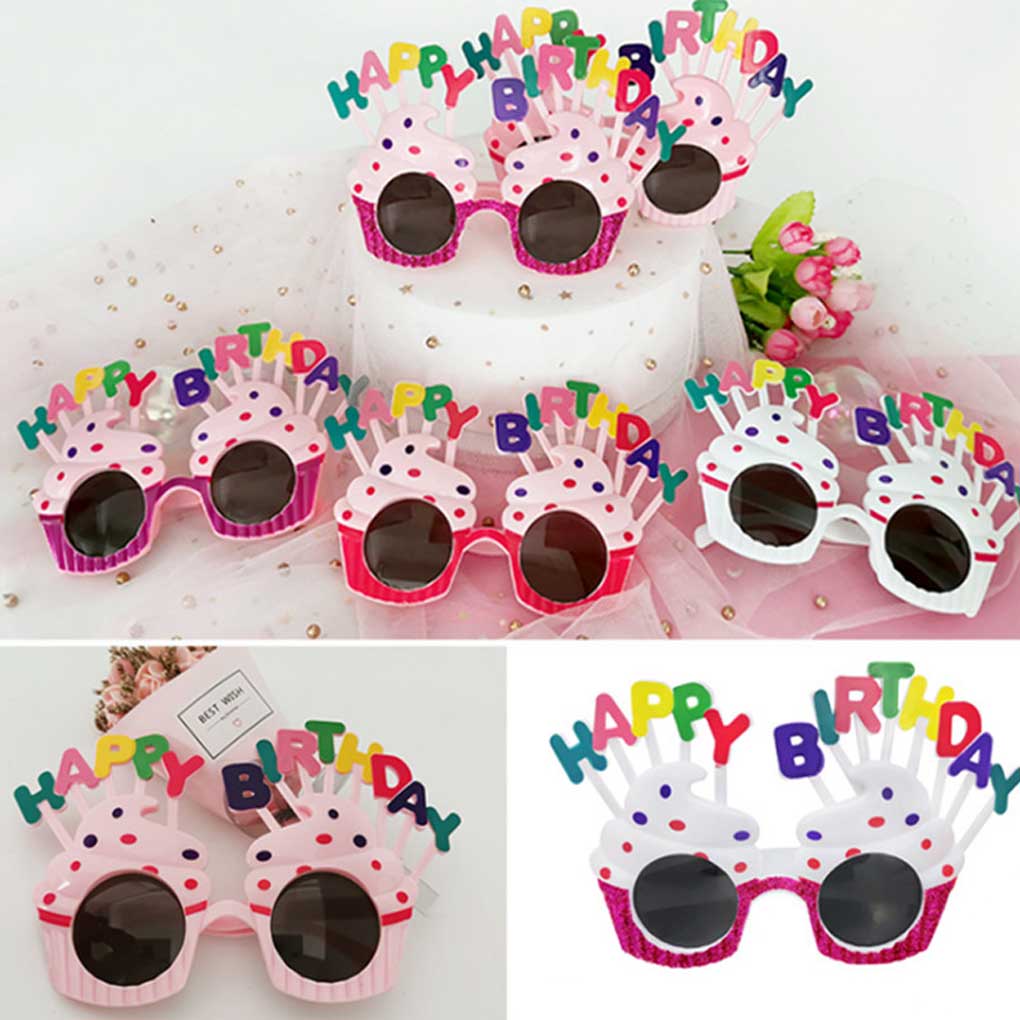 Confezione Da 2 Occhiali Da Sole Per Compleanno Con Scritta Happy Birthday E Cupcake – Accessori Divertenti Per Foto E Feste