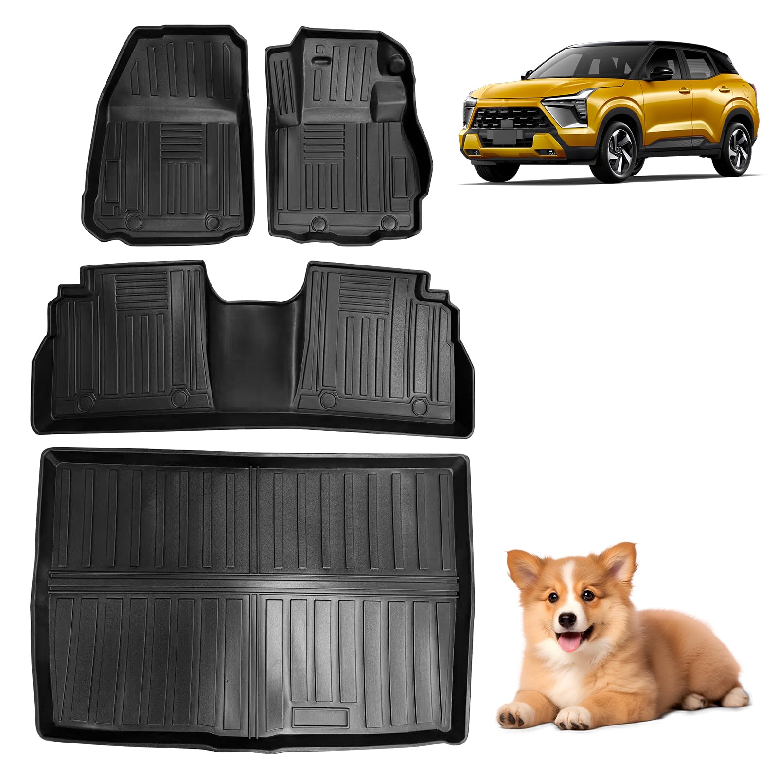 Antsvnn Mats Trunk Compatible with Mitsubishi TPE Floor Mats and Trunk Custom Designed for Your and Protective Custom Interior Black  Floor + Mats чёрный