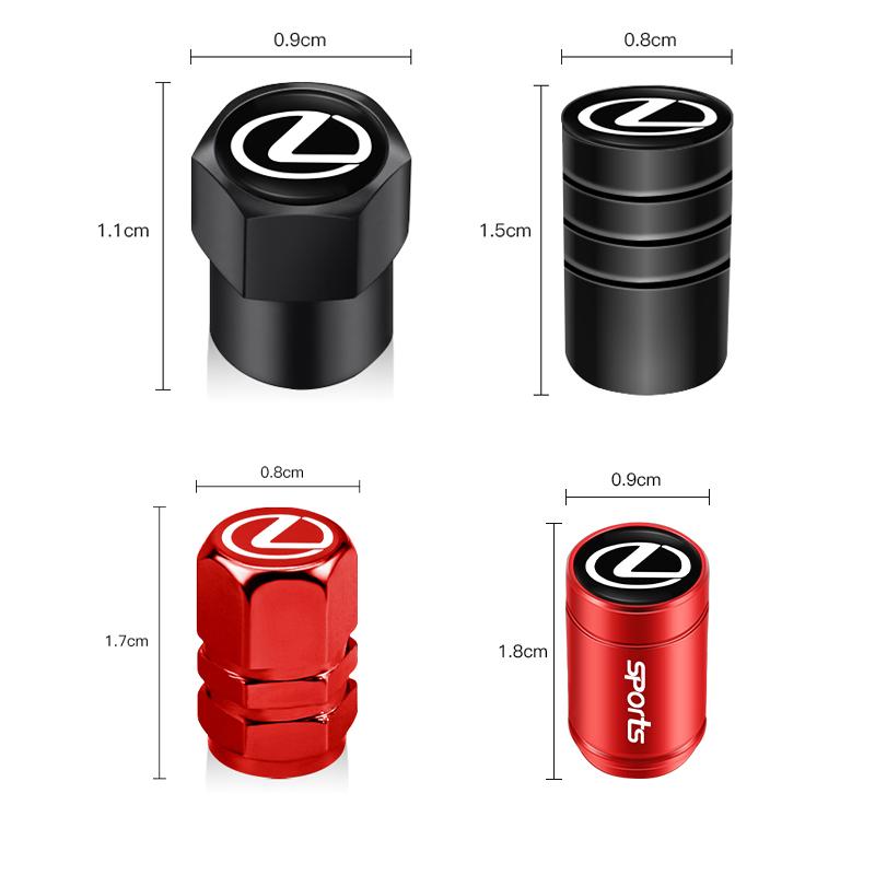 4Pcs Car Tire Valve Cap Emblem Metal Cap Case Accessories For Lexus Fsport GS GX IS LS LX CT LC RC LBX NX RX 350h 450h UX 300e