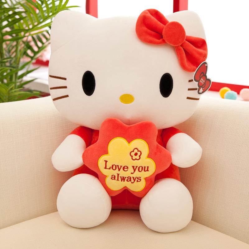 30cm Sanrio KT Cat Plush Toys Pillow Kawaii Anime KT Cat Plush Doll Soft Stuffed Cartoon Cute Pink Doll Birthday Gift For Girls