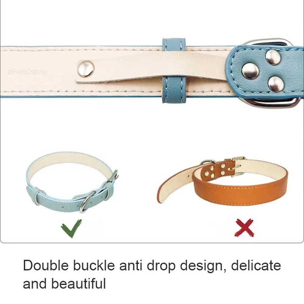 Weiches PU-Leder Hundehalsband, Verstellbares Haustier-Halsband für Hunde, Bequemes Welpen-Katzenhalsband, Halsband-Halsbänder
