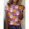 Summer Cute Cartoon Cat T-Shirts Women Short Sleeve Round Neck T Shirt Tees Harajuku Y2K Top Female Clothing