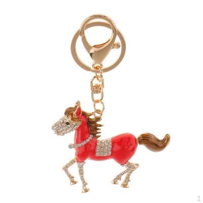 Roter Emaille-Strass-Kristall, rennendes Pferd, Schlüsselanhänger, Schlüsselanhänger, Tasche, Geldbörse, Telefon, Weihnachtsgeschenk