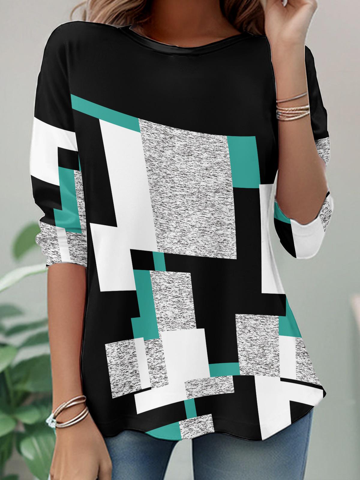 

Женский праздничный топ с 3D-принтом рождественской елки, длинными рукавами и приталенным силуэтом Large