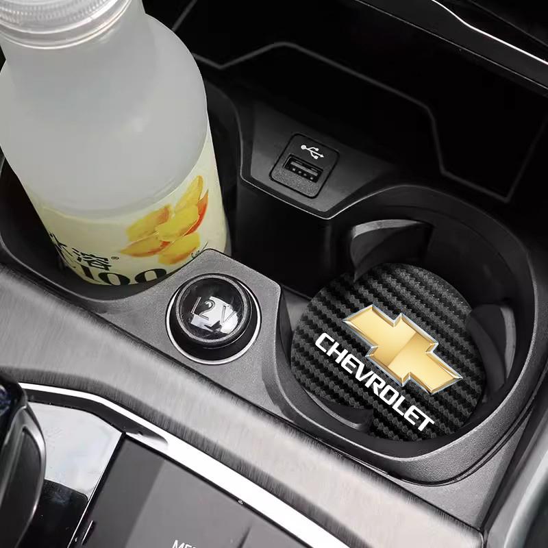2Pcs Car Waterproof Coaster Non Slip Water Cup Pad Mat For Chevrolet Corvette Montana Bolt Cruze Trax SS Spark Onix Spin Keyring LC2