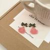 Acrylic Pink Flower Dangle Earrings for Women Sweet Cute Green Bow Knot Drop Earrings Party Sweet Fashion Jewelry