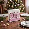 Christmas Theme Table Ornament Wooden Napkin Holder, Gnome/Christmas Tree/Snowman Shape, Pink Romantic Festive Home Decor Stable Organizer for Holiday
