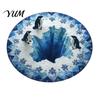Thickened Cozy Mat Round Christmas Rug, 39" Imitation Cashmere Santa Snowflake Pattern, Holiday Party Floor Covering Area Rug for Home Living