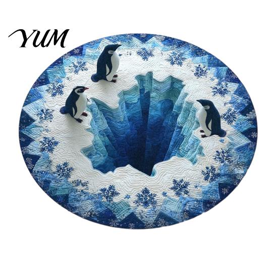 Thickened Cozy Mat Round Christmas Rug, 39" Imitation Cashmere Santa Snowflake Pattern, Holiday Party Floor Covering Area Rug for Home Living