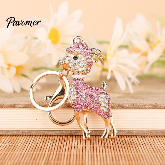 Rhinestone Goat Keychain Bling Lamb for Backpack, Metal Car Key Animal Theme Ring, Sheep Pendant Backpacks and Handbags Chain Decoration