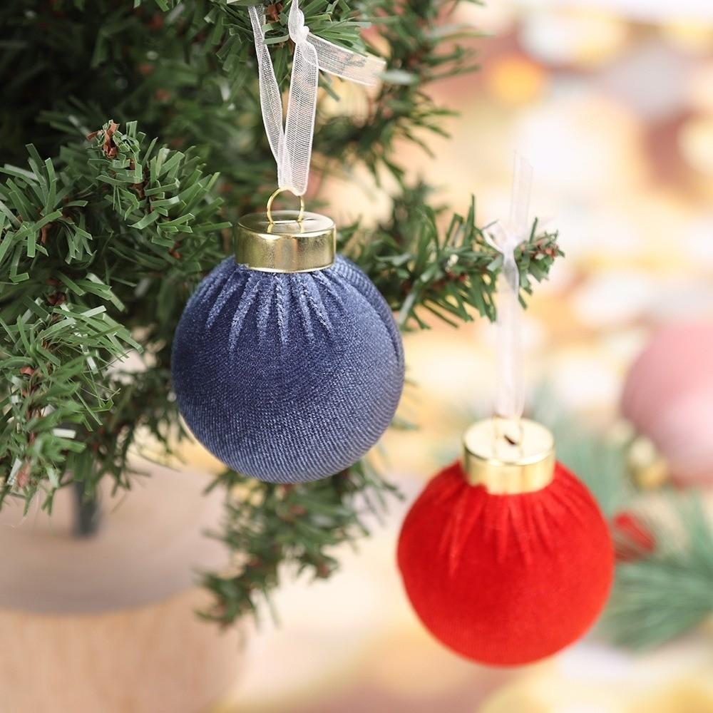 12 Stück/SET Samt Samt Weihnachtsbaumkugeln Set Kunststoff Weihnachtsbaumschmuck Partyzubehör