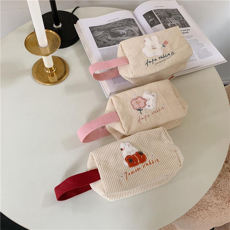 Embroidered Flower Lovely Rabbit Makeup Bag Travel Pouch Cosmetic Storage Bag
