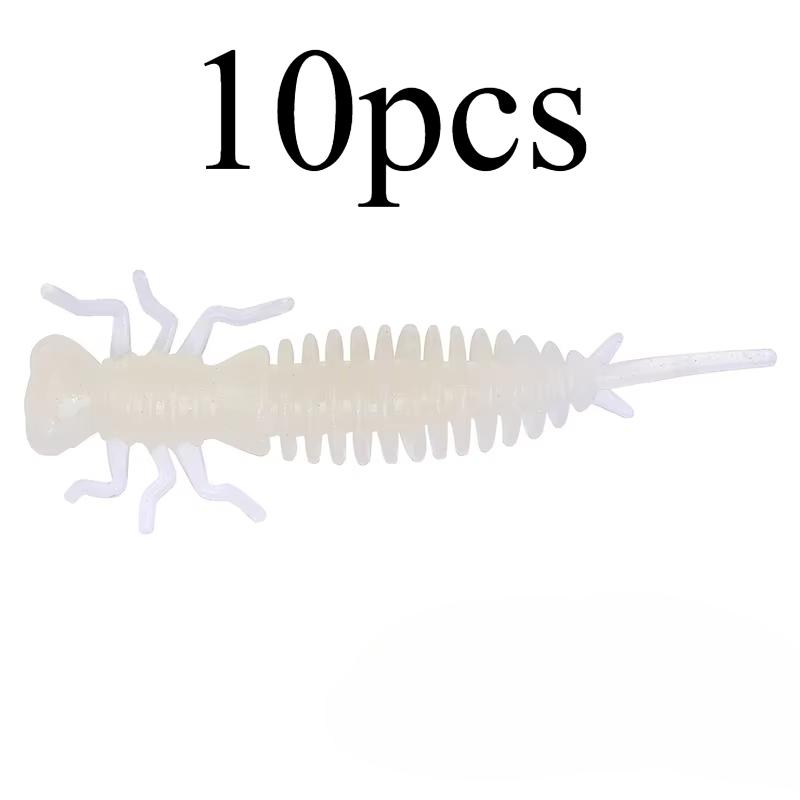10pcs/lot Worm Larva Soft Lures Artificial Silicone Bait Bionic Dragonfly Lure Bait Soft Bait Hard Bait Spiral Sea FishingTackle
