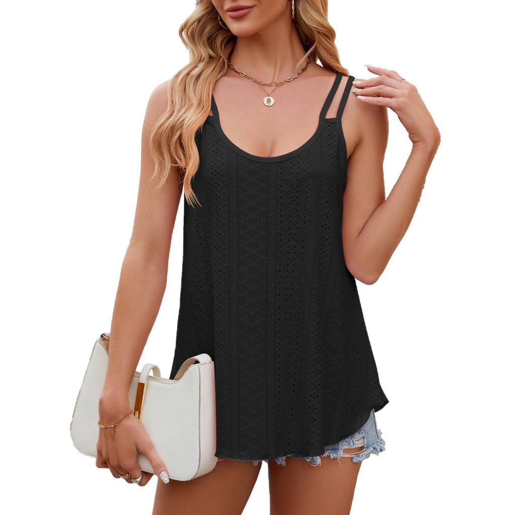 IHUASU Sommer Einfarbig Rundhals Träger Tanktop für Damen