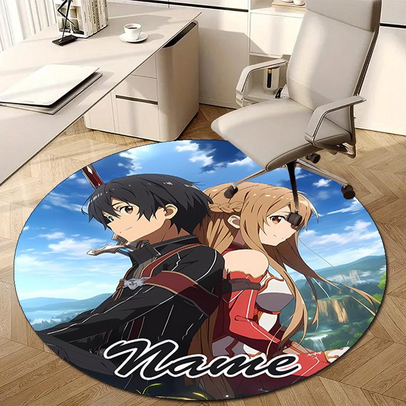 Personalized S-Sword Art Online Round Chair Office Rug - Perfect for Mat, Office Chair & More - Ideal Gift for Birthdays and Holidays