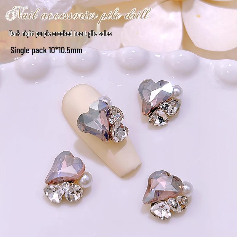 Nail Art Rhinestones: 2025 Crooked & Axe Heart Shiny Diamonds
