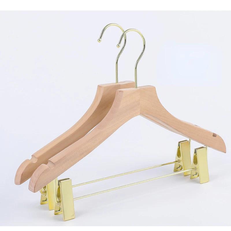 Korean Style Fashion Wooden Hanger Shops Integrated 2-in-1 Set for Men's Lady Clothes Support Rack Pants Underware Clip Storage