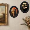 Ghost Oil Painting Print Halloween Wall Decor, Cute Table Sign, Vintage Oval Framed Retro Decor Picture, Decorative Art for Mantel Living Room Bedroom