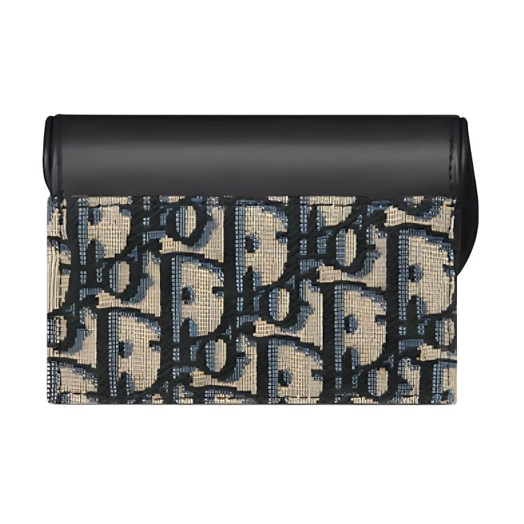 Dior Saddle D Shape Closure Oblique Print Soft Calfskin Card Holder Women accessories Blue S5611CNKO-M928