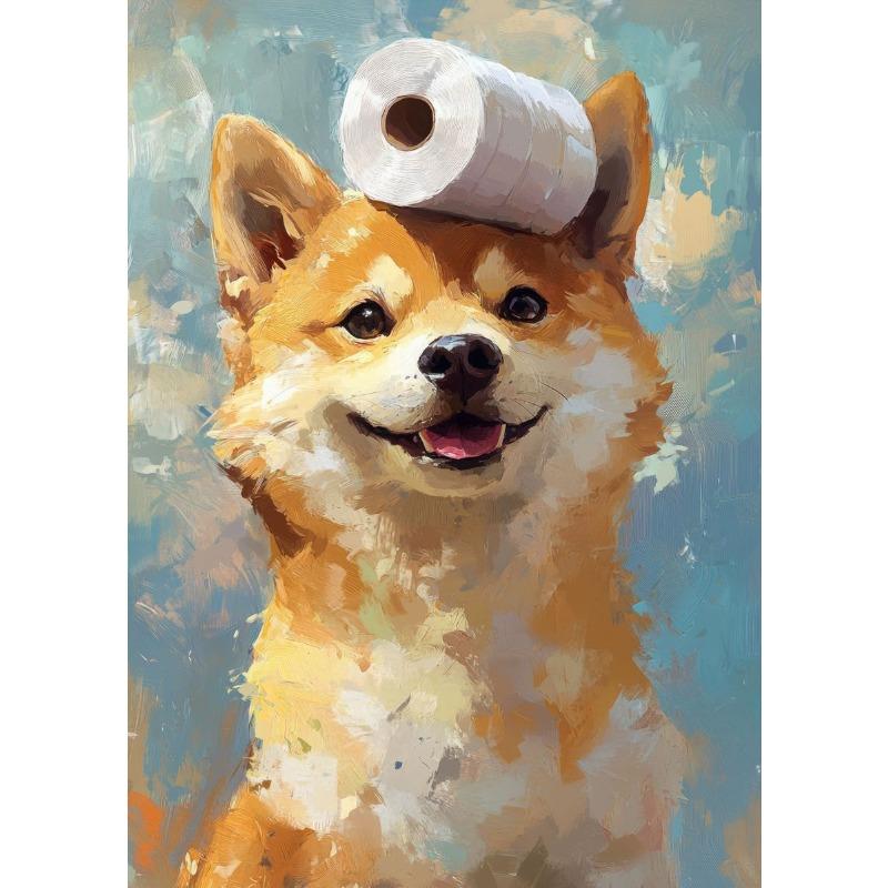 Bathroom Animal with Toilet Paper Posters Prints Fox Tiger Otter Cow Panda Monkey Canvas Painting Wall Art Pictures Home Decor