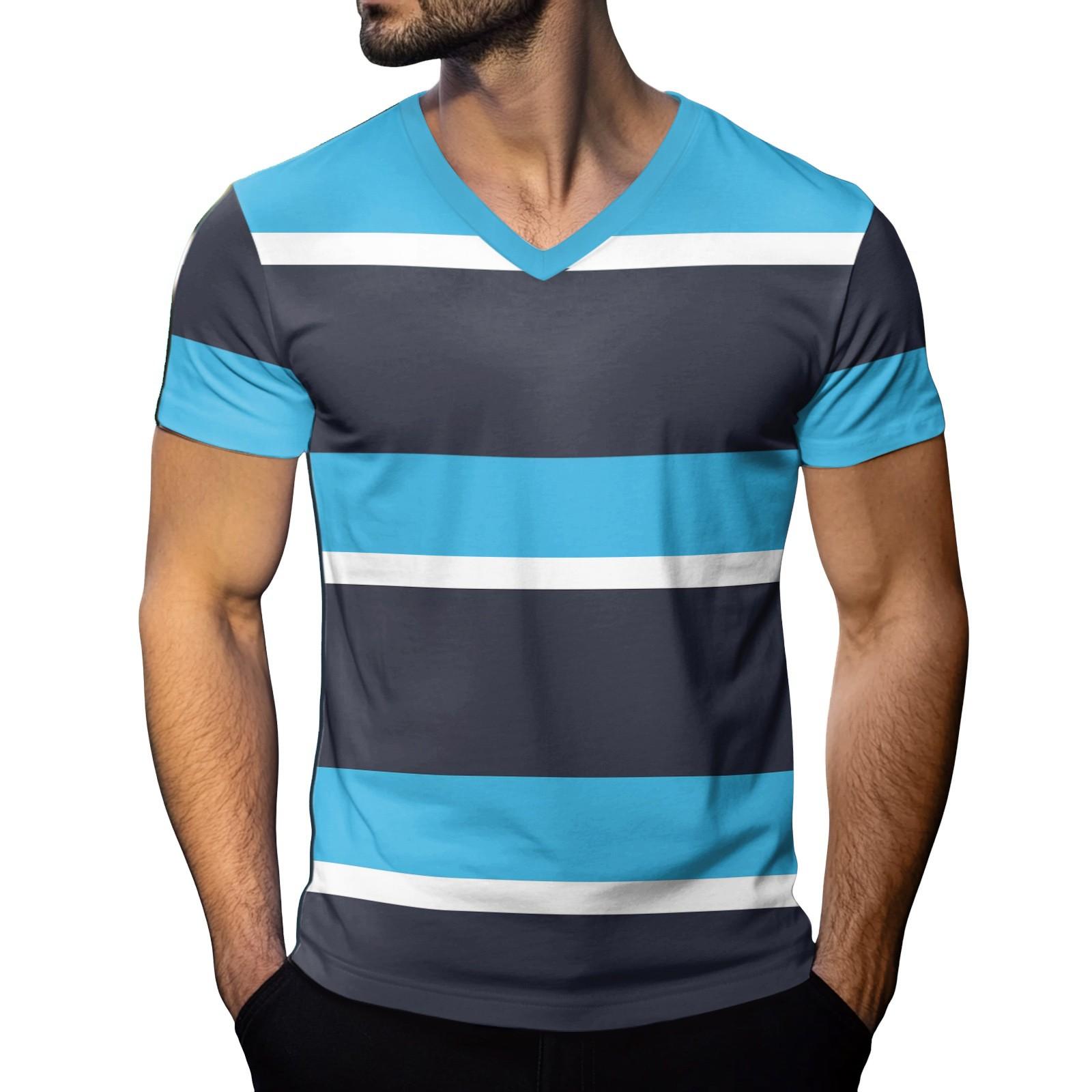 

Мужская модная футболка с коротким рукавом и V-образным вырезом L