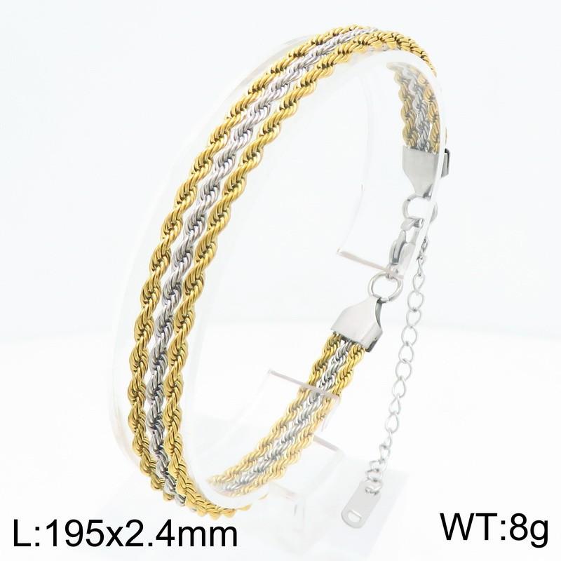 Trendy Ins Style 3-Layer Twisted Rope Chain Bracelet Stainless Steel Minimalist Unisex Fashion Hand Jewelry