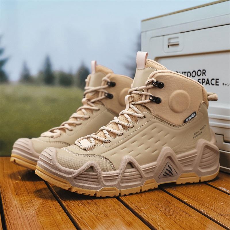 Men Tactical Boots with Straps for Combat Training Waterproof Straps Outdoor Hiking Breathable Multifunctional Motorcycle Shoes