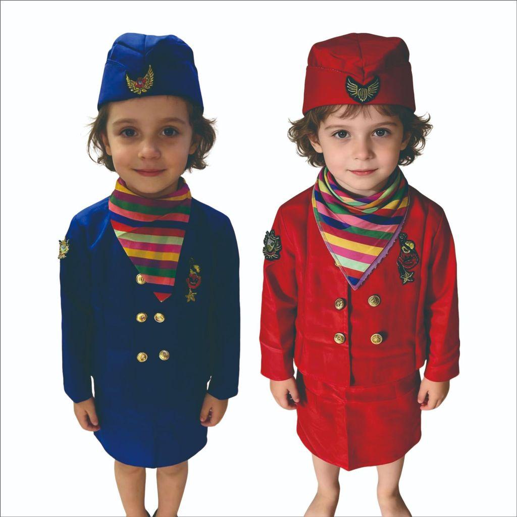 Childrens Halloween Flight Attendant Costume With Uniform Fabric For Kids Stage Play