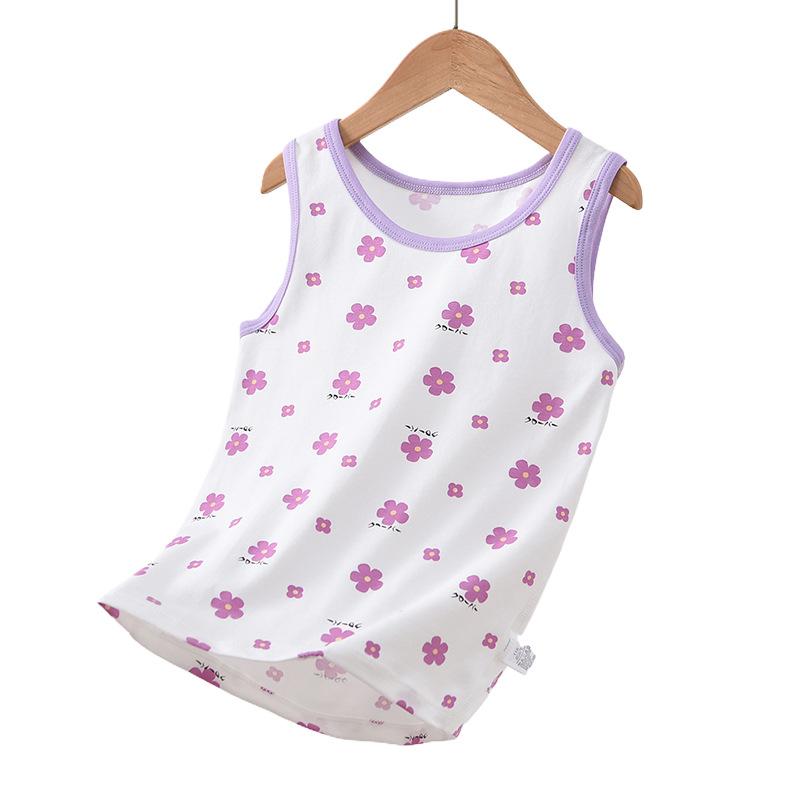 Traceless cotton children's vest summer new boys and girls baby suspender sleeveless boneless backing thin pajamas tide