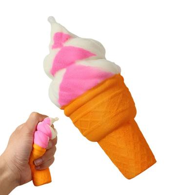Realistic Ice Cream Cone Squeeze Toy Slow-Rising PU Fidget for Stress Relief Soft Decompression Gadget for Kids Adults Portable Novelty Gift for
