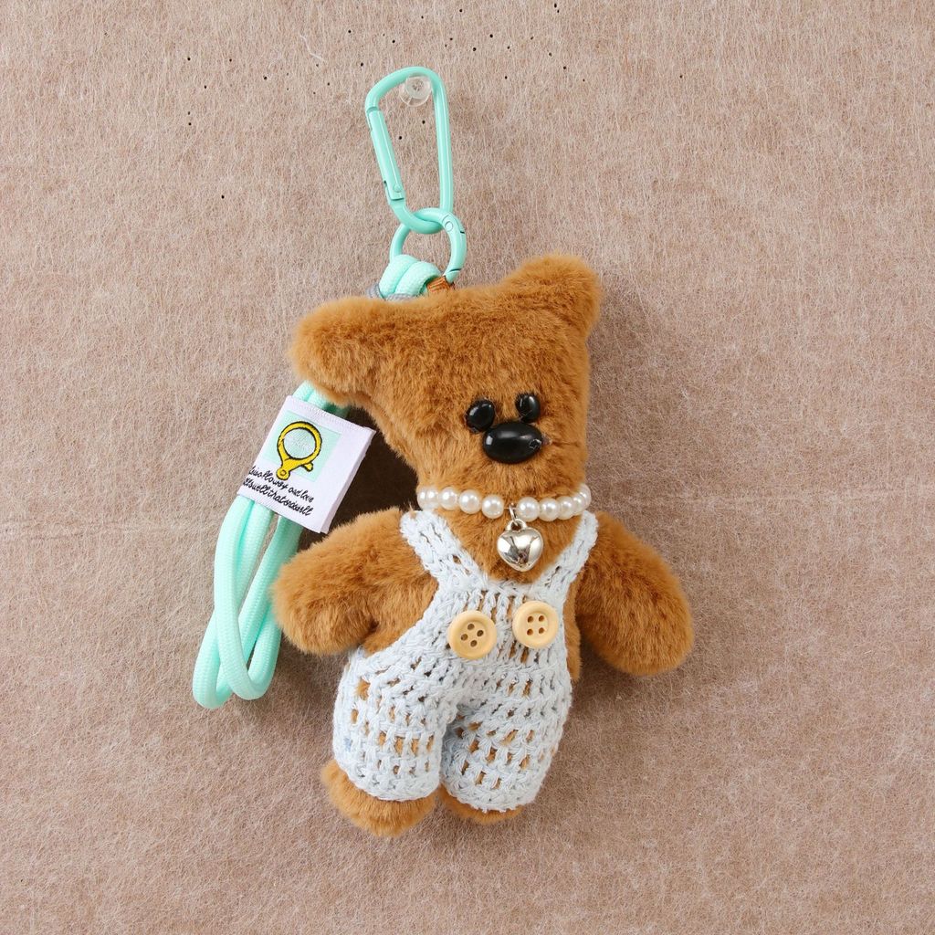 Plush Bear Keychain With Cartoon Design For Car And Bag Decor