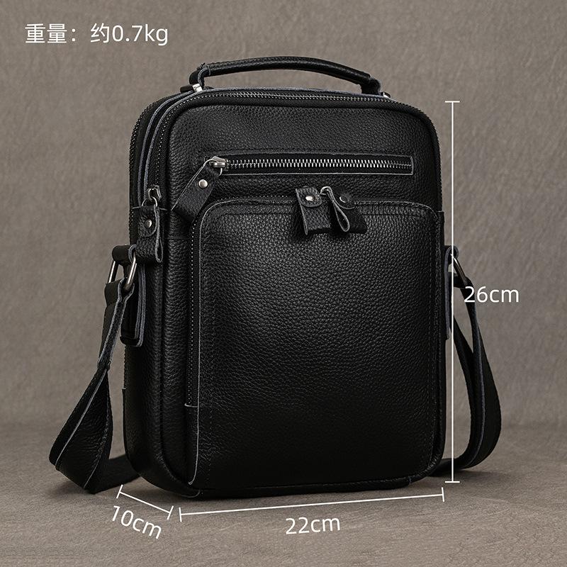 Men'S Shoulder Bag Leather Fashion Handbag Cowhide Shoulder Messenger Bag Ipad Bag Simple Men'S Bag Casual Satchel
