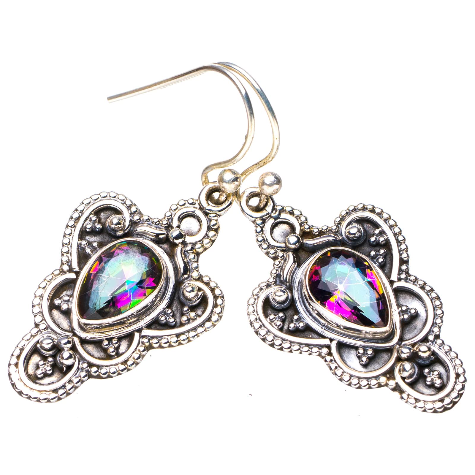 

StarGems® Natural Mystical Topaz Handmade 925 Sterling Silver Earrings 1.5 E6393