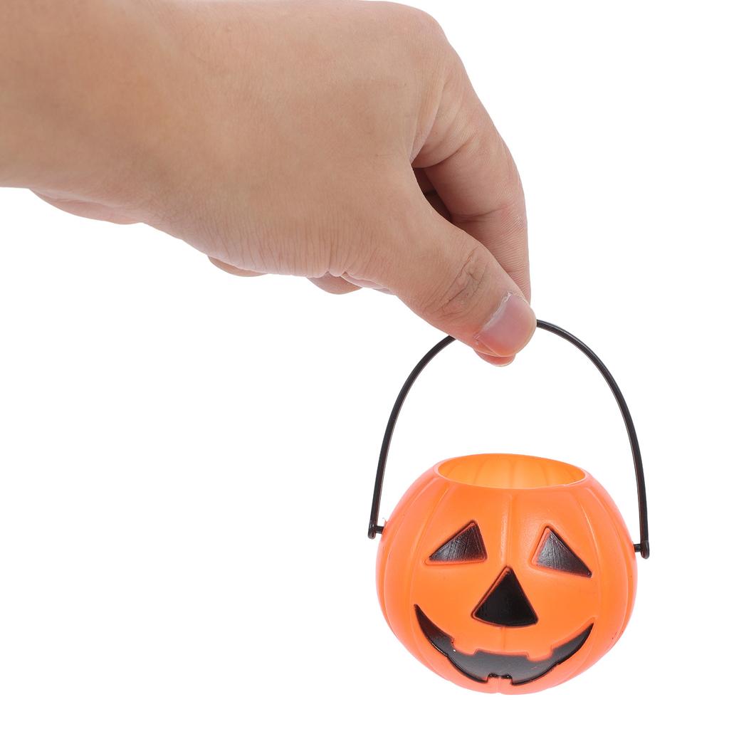 Pumpkin Candy Holder 8pcs Halloween Bucket for Trick or Treat Pail Orange Desktop Candlestick Decor Party Favors Storage