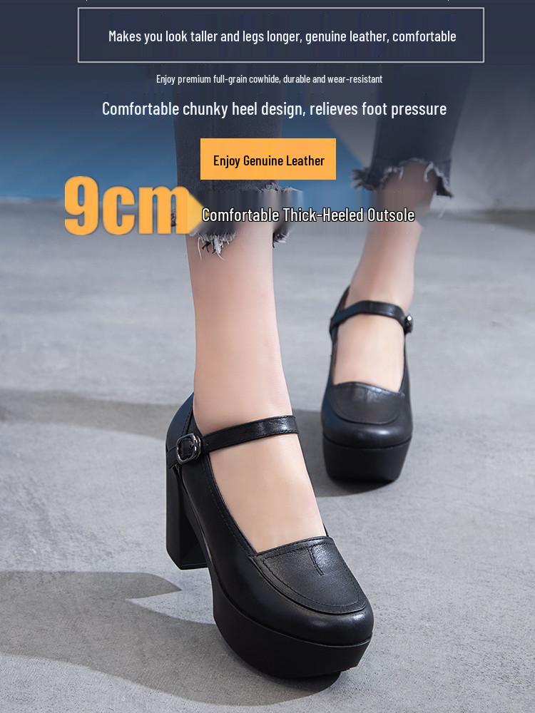 Retro Women's Mary Jane Wedge Platform Shoes - 2026 Spring Collection, High Heels with Thick Heel and Soft Sole, Waterproof Single Shoes