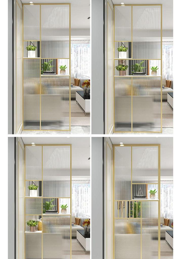Modern Nordic Glass Partition Screen with Iron Art and Stainless Steel Washstand for Luxury Living Room and Entryway