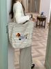 Retro Plaid Women's Tote Shoulder Bag Large Capacity Ladies Cute Dog Shopping Bags Casual Double-sided Female Corduroy Handbags