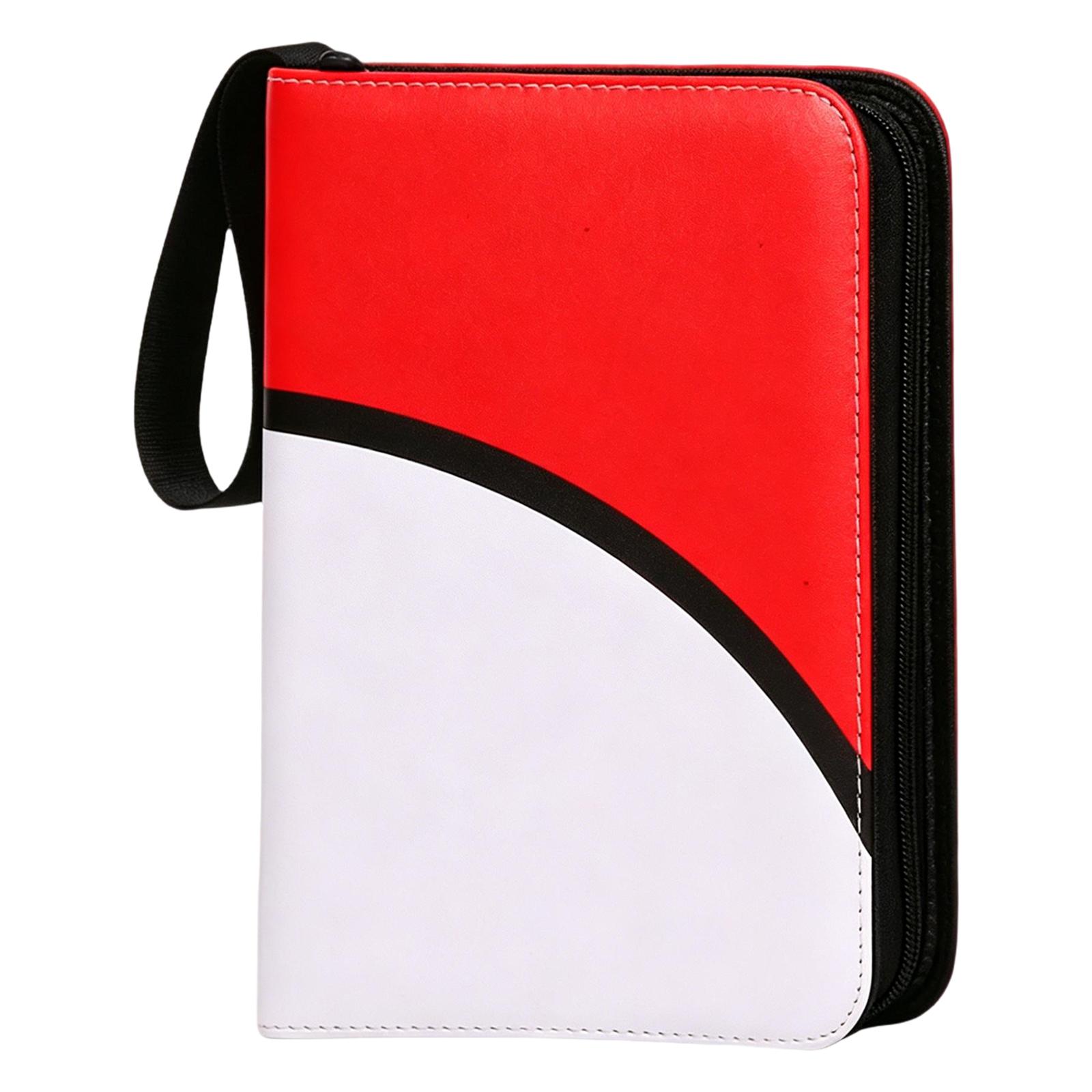 4 Pocket Trading Card Binder,  0 Pages 400 Pockets,  PU Trading Card Album Folder,  Portable Card Storage Case Collection Book Gifts For Boys Girls One Size красный