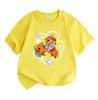 Kids Boys Girls 100% Cotton Short Sleeve Crew Neck T-Shirt, Cute Orange Cartoon Kitten Family Pattern Casual Soft Breathable Tees for Toddler Children