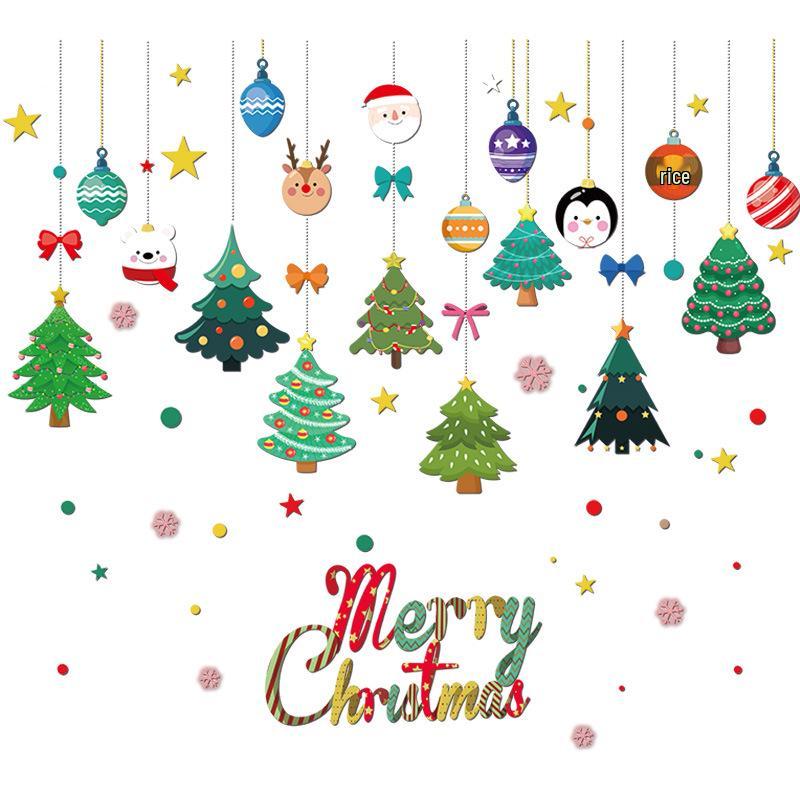 Christmas Tree Ornaments & Window Clings Set: Festive Static Stickers for Glass, Doors, and Holiday Decor