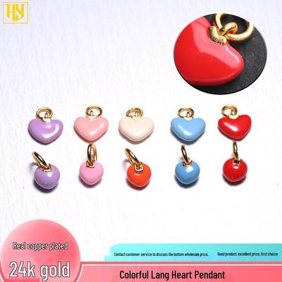Ciondolo Smaltato a Forma di Cuore Placcato Oro 24K Accessorio per Gioielli Fai da Te