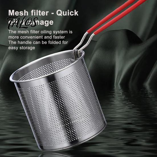Small Deep Fryer with Basket Pot Removable Frying Basket, Durable Stainless Steel Compact Oil Filter Batch Pot, No Spill Saving for French Fries