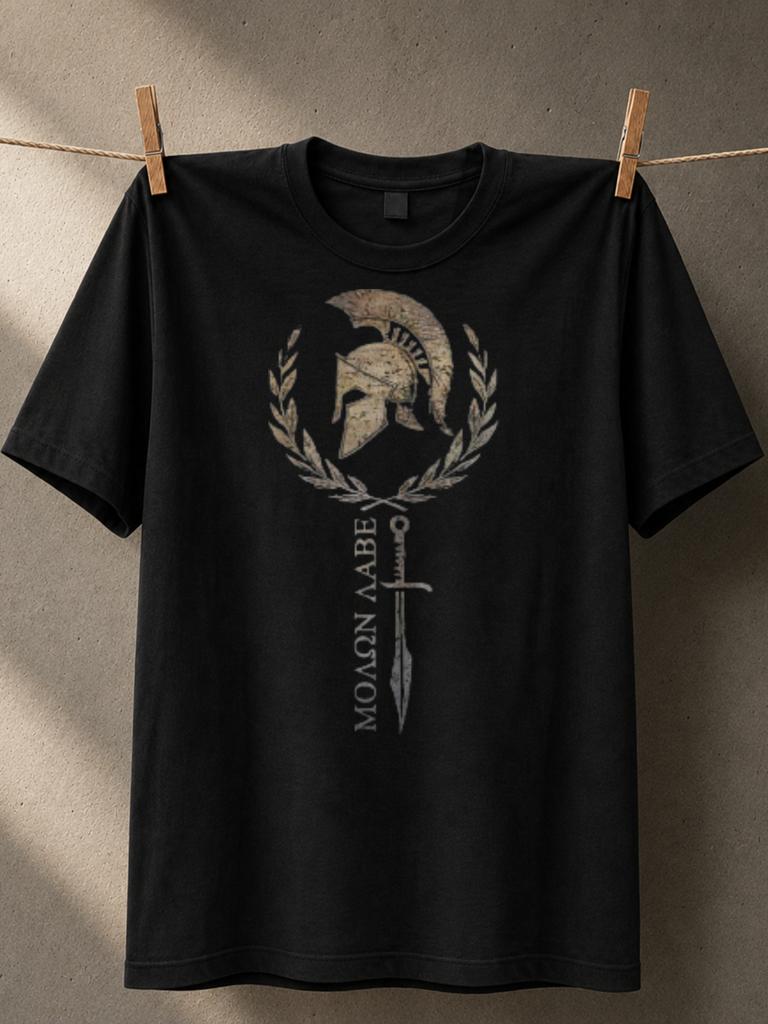 Molon Labe Laurel Wreath And Vertical Sword With Distressed Ancient Warrior Style Unisex All Unisex All TShirt