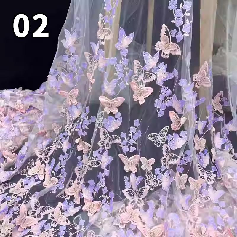3D Butterfly Embroidery Fabric Hand-embroidered Cloth For Diy Sewing Wedding Dress Water-soluble Mesh Embroidery Lace Fabric