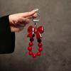 Sweet Acrylic Phone Lanyard Bowknot Design Beaded Bag Charm Keychain Bag Accessory