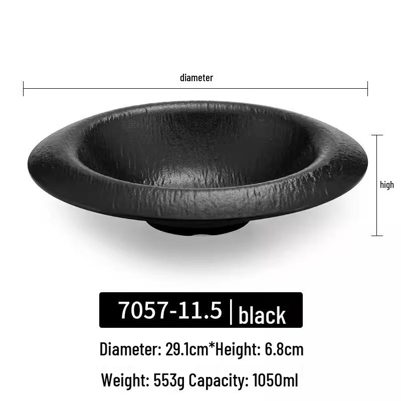 Japanese Style Black Bark Texture Melamine Serving Plate