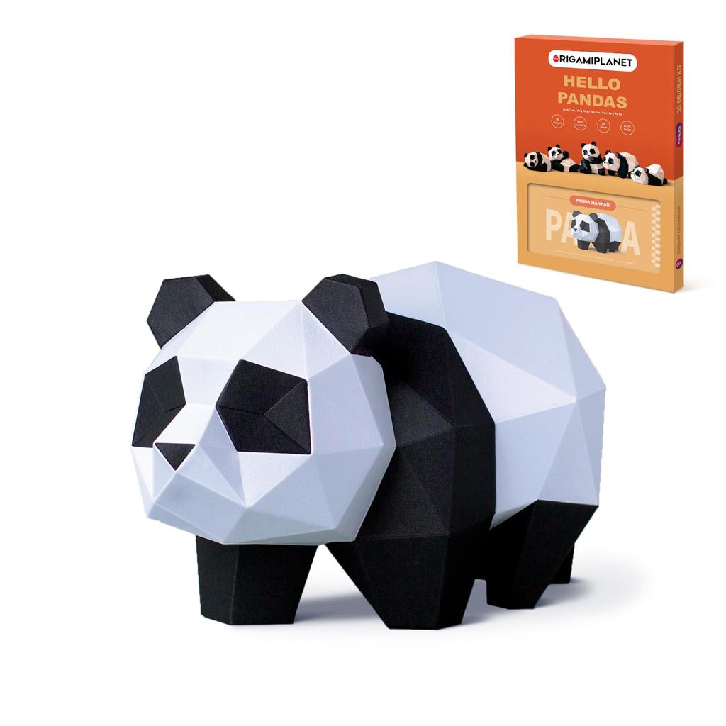 ORIGAMIPLANET 3D Origami Papercraft Kit Panda Fun DIY 3D Panda Paper Art Model for Teens Easy Handmade Animal Figurine Sculpture Gift Set for