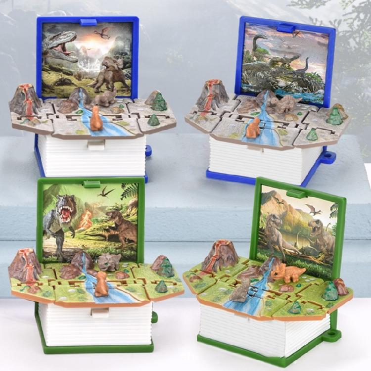 Llavero de Libro Pop-Up 3D Juguete de Dinosaurio Novedad Escena del Mundo de los Dinosaurios Llavero